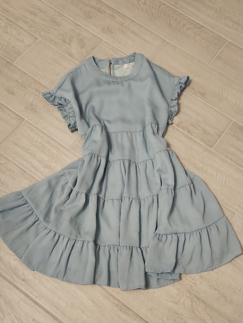Light Blue Tiered Ruffle Dress